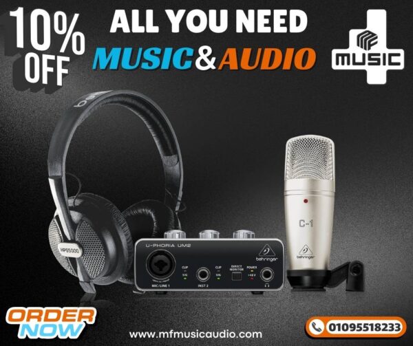 باندل التسجيل / البث الصوتي بهرينجر يوفوريا ستوديو Behringer U-Phoria Studio Recording/Podcasting Bundle