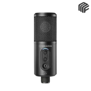 ميكروفون كوندنسر فضي معدني بمنفذ USB-C مع حامل ثلاثي وكابلات توصيل احترافية موديل Audio-Technica ATR2500x-USB Microphone - متوفر لدى MF Music Egypt