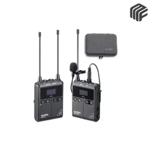 جهاز إرسال واستقبال ميكروفون لاسلكي أسود مع شاشة OLED وميكروفون لافالير احترافي موديل Godox WMicS1 Wireless Microphone System - متوفر لدى MF Music Egypt