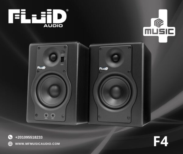 سماعات مونيتور فلويد اوديو 4 انش Fluid Audio F4 – 30W 4″ Two- Way Active Studio Reference Monitors (Pair, Black)