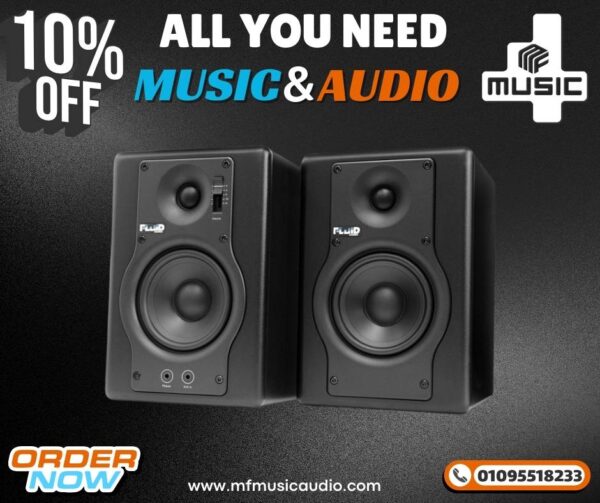 سماعات مونيتور فلويد اوديو 4 انش Fluid Audio F4 - 30W 4" Two-Way Active Studio Reference Monitors (Pair, Black)