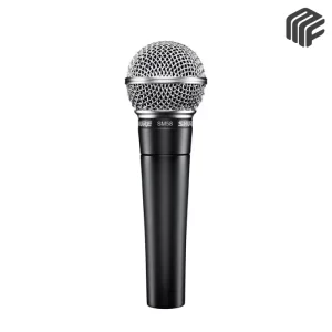 ميكروفون شور فضي وأسود يدوي للمسرح موديل Shure SM58 Vocal Microphone بمفتاح - متوفر لدى MF Music Egypt