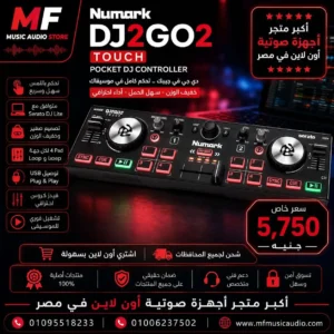 Numark DJ2GO2 Touch – Ultra-Portable Professional 2-Channel USB DJ Controller with Capacitive Touch Jog Wheels