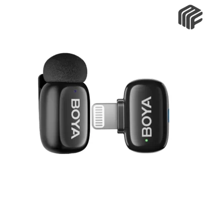 ميكروفون BOYA Mini Single Lightning صغير الحجم مزود بوصلة Lightning، مثالي لتسجيل الصوت بدقة عالية على أجهزة Apple