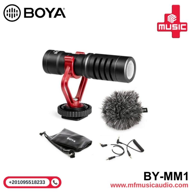 ميكروفون BOYA BY-MM1 صغير الحجم، ميكروفون احترافي لتسجيل الصوت بالكاميرات والهواتف، تصميم مدمج مع فلتر هواء وريشة صدمات