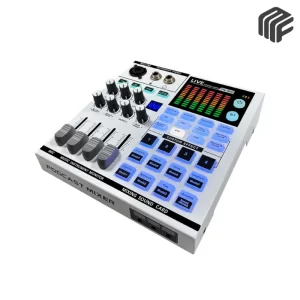 ميكسر صوت رقمي بـ 8 قنوات وشاشة LCD مدمجة مع مفاتيح تحكم ملونة موديل GAX-SN800 Digital Audio Mixer - متوفر لدى MF Music Egypt