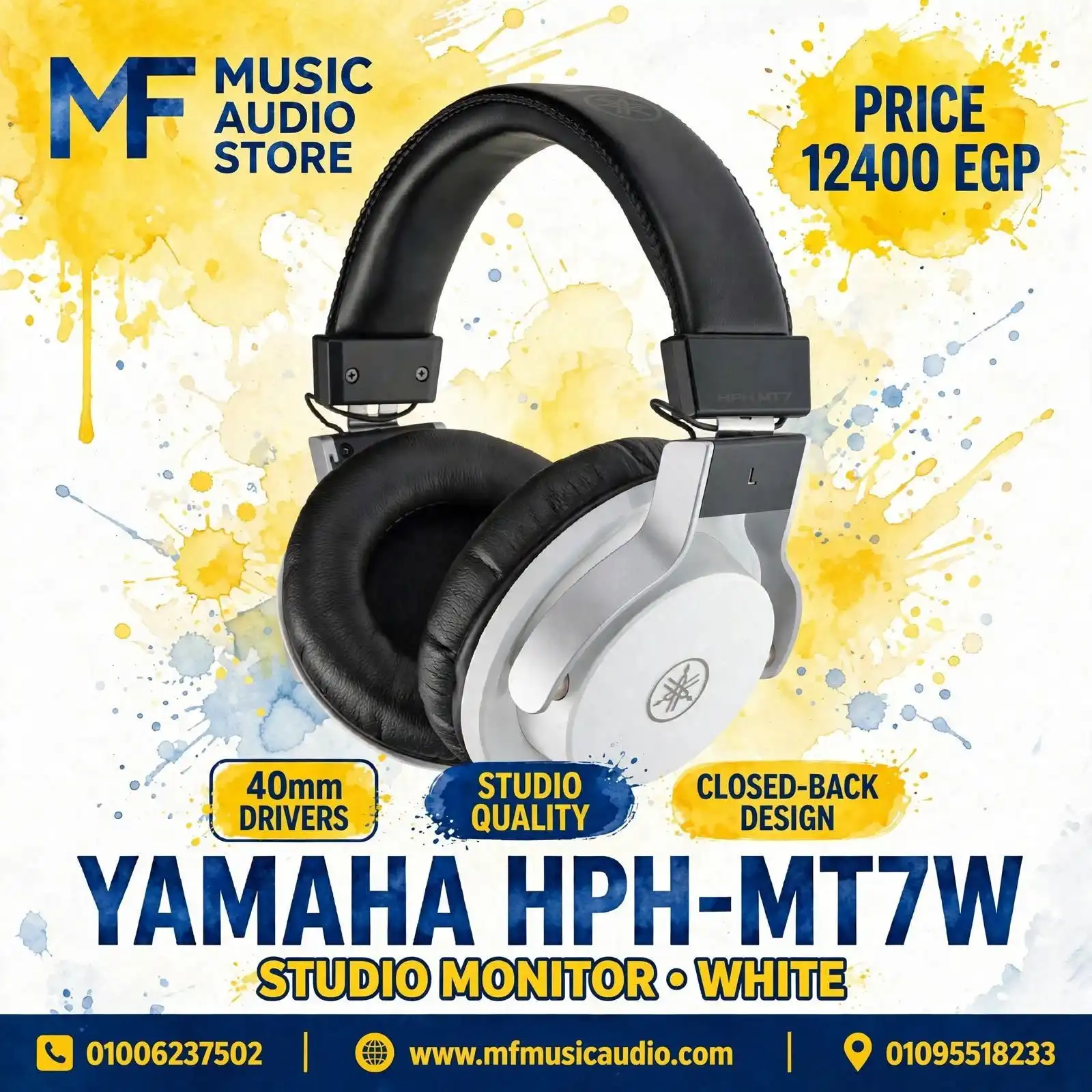 YAMAHA HPH-MT7W WHITE HEADPHONES