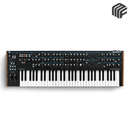 Novation Summit سينثيزايزر 16 صوت أسود مع لوحة مفاتيح 61 مفتاح ومقابض تحكم متعددة.