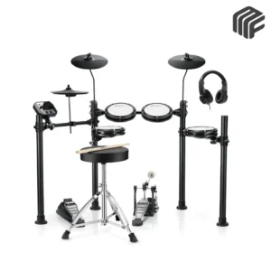 طقم درامز إلكتروني 7 قطع موديل Donner DED-95 برؤوس مش شبكية وتصميم قابل للطي - متوفر لدى MF Music Egypt