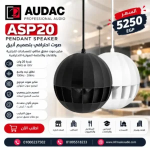 سماعة كروية معلقة audac asp20 متينة ومقاومة للعوامل الجوية - متوفر لدى MF Music Egypt
