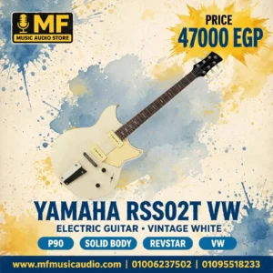 جيتار كهربائي yamaha rss02t Revstar Standard بلون Vintage White وجسم مفرغ ببيك أب P-90 ومربط أوتار كلاسيكي - متوفر لدى MF Music Egypt