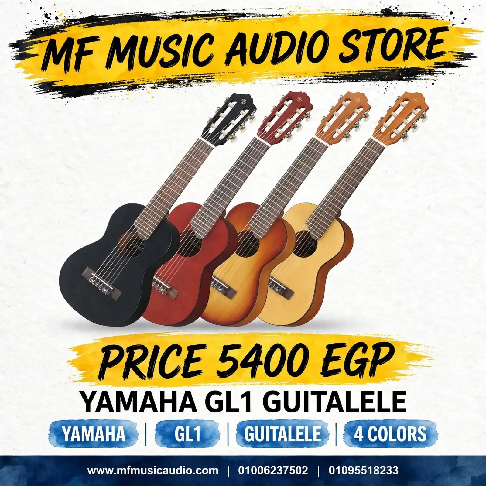 آلة جيتاليلي مدمجة yamaha gl1 بـ 6 أوتار نايلون وحجم مصغر للسفر والتمارين - متوفرة لدى MF Music Egypt