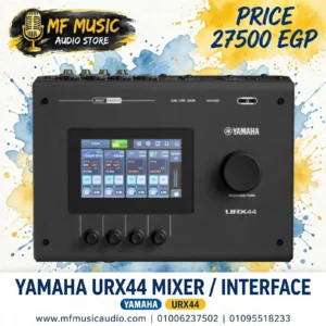 ميكسر وواجهة صوتية احترافية YAMAHA URX44 باللون الأسود مزودة بأربعة منافذ مخصصة للبث المباشر والتسجيل - متوفر لدى MF Music Egypt