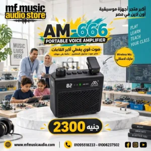 طقم مايكروفون لاسلكي احترافي مزدوج A.M-AUDIO AM-666 مع جهاز استقبال ديجيتال وشاشة لعرض الترددات - متوفر لدى MF Music Egypt